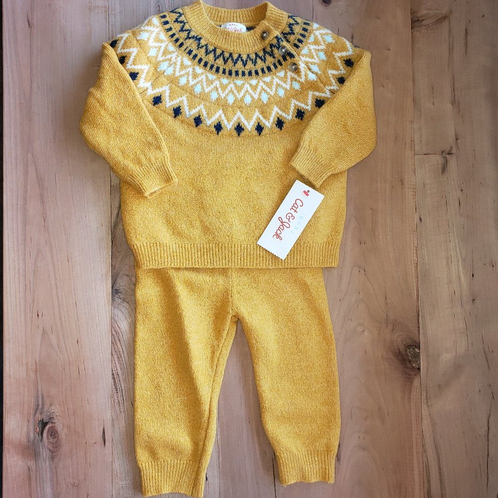 Baby Boys Yellow Sweater 2pc Set